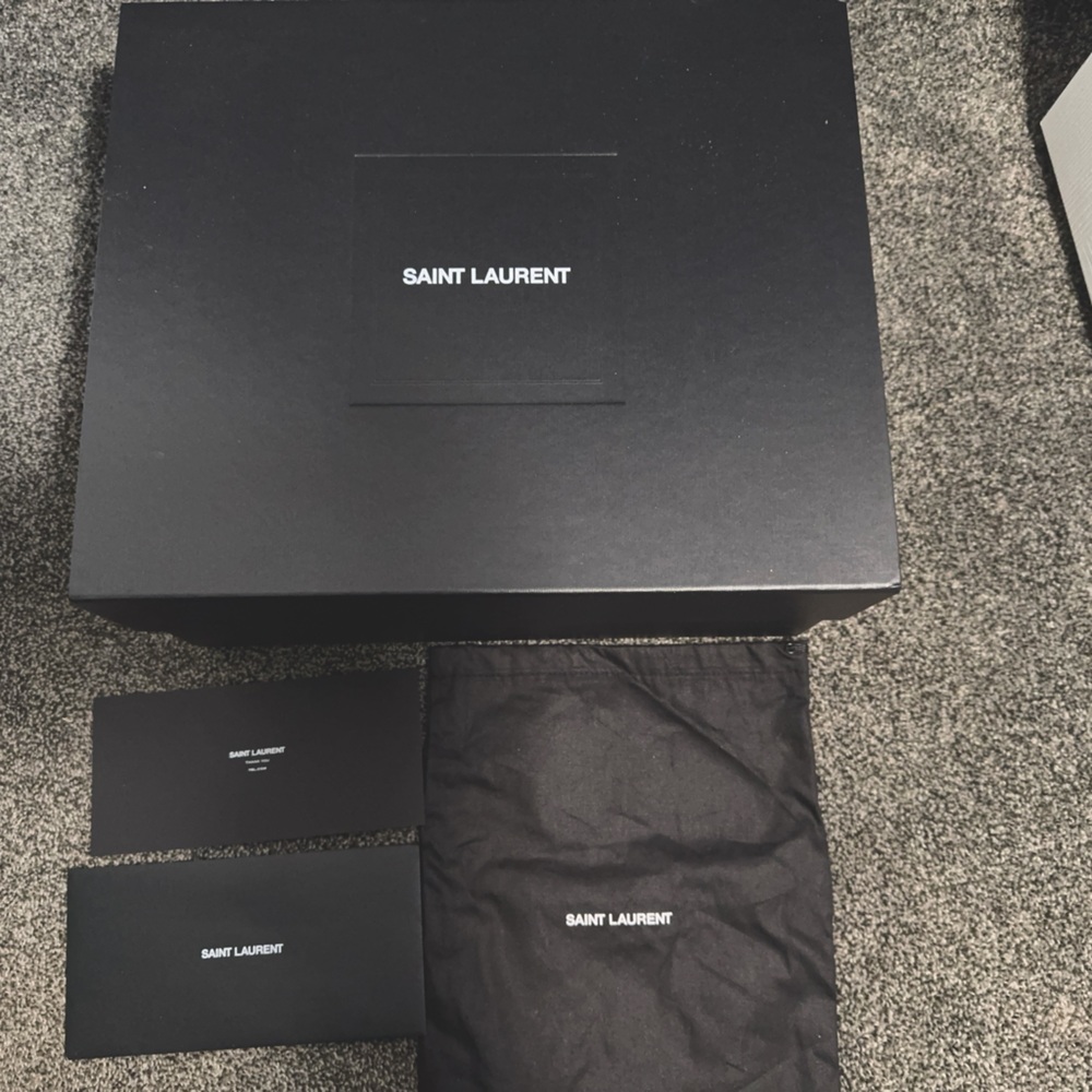 Saint Laurent boot / storage box and accessories